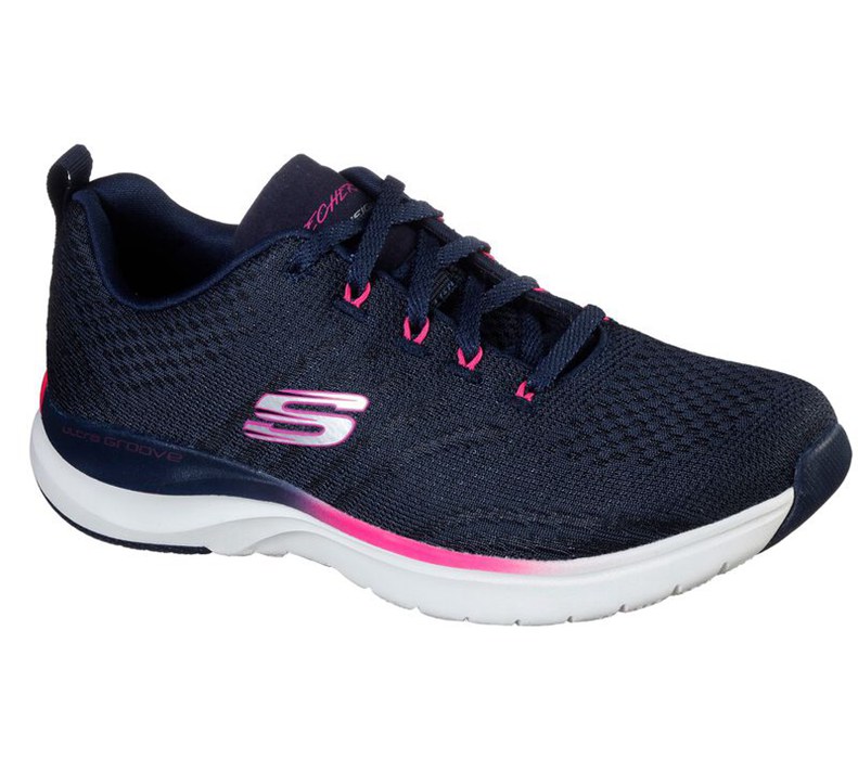Skechers Dam Marinblå/Rosa Sneakers - Ultra Groove - Pure Vision - Sverige (NDRMH-3941)